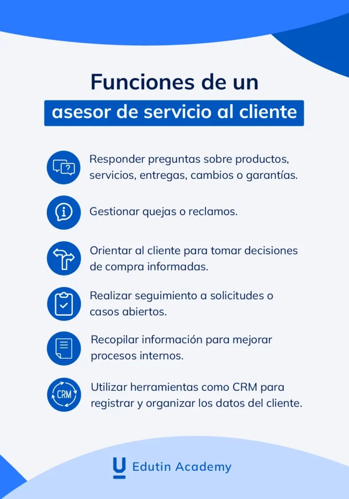 Funciones principales de un asesor de servicio al cliente