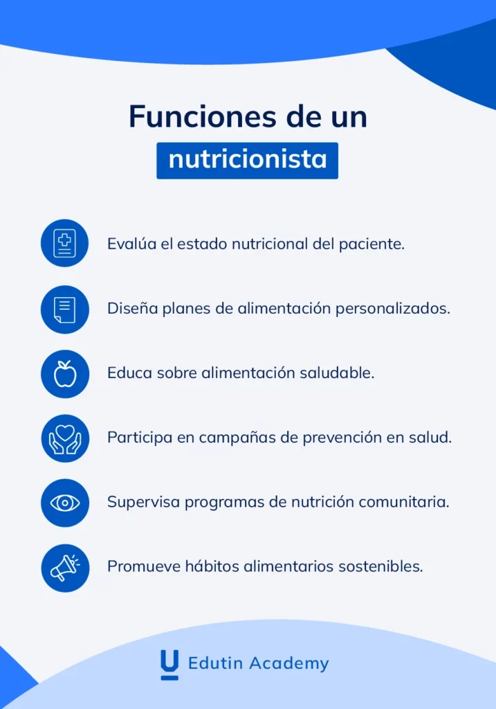 Funciones principales de un nutricionista