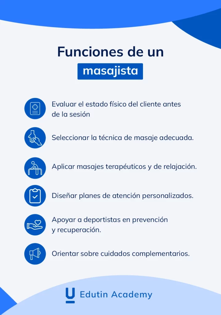 Funciones principales de un masajista