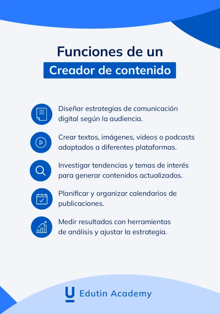 Funciones principales de un creador de contenido